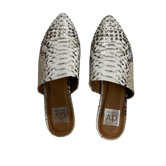 Dv Dolce Vita Leather‎ Snake Print Pointed Toe Mules Slide Sandals Size 7 - Picture 5 of 10